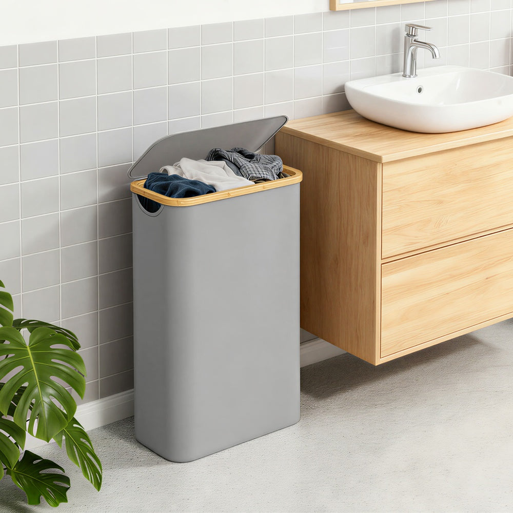 Laundry Basket with Lid, Slim Laundry Hamper, 65 L - image 15