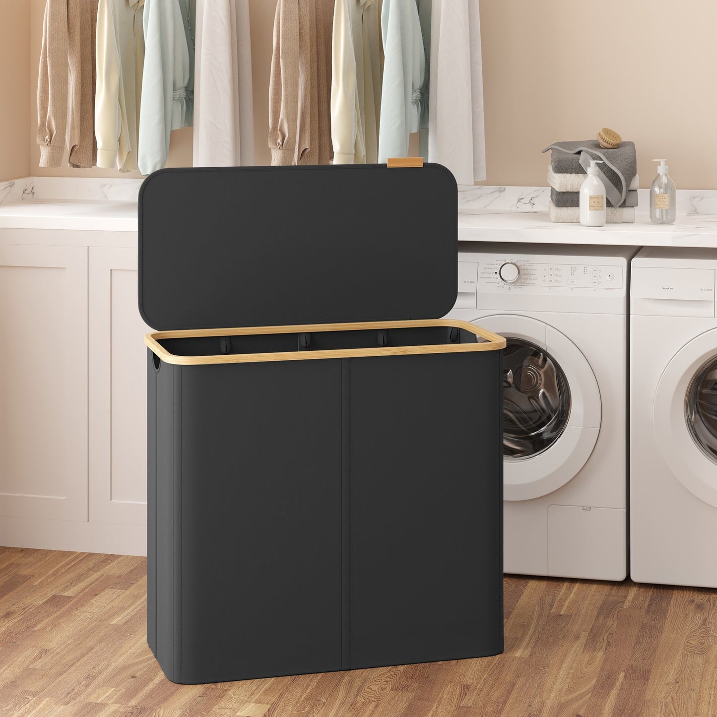 Laundry Basket with Lid, Slim Laundry Hamper, 65 L - image 54