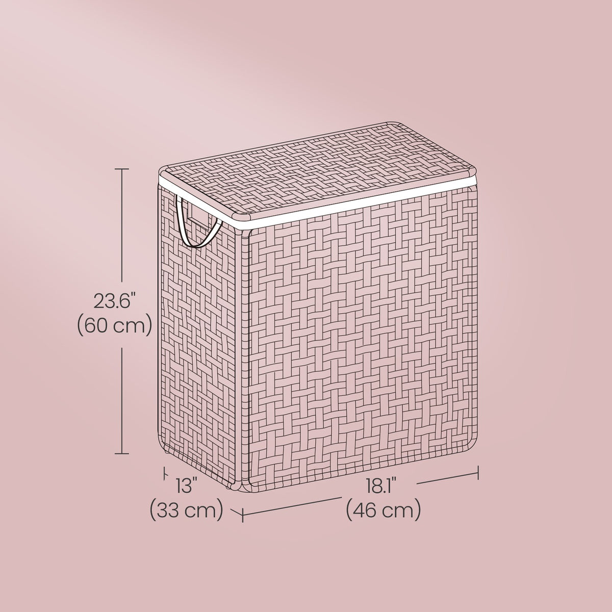 90 L Laundry Basket, Foldable Synthetic Rattan Storage Basket with Lid and Handles, Removable Liners - image 5