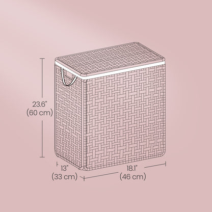 90 L Laundry Basket, Foldable Synthetic Rattan Storage Basket with Lid and Handles, Removable Liners - image 5