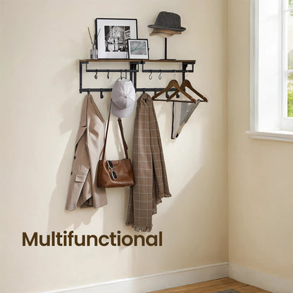Wall Coat Rack with 8 Hooks and Shelf, 40 x 24 x 24 cm, for Living Room - image 2