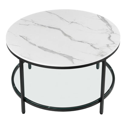 Living Room Table, Sofa Cocktail Table Faux Marble Round, Modern Coffee Table, for Living Room - image 10
