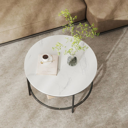 Living Room Table, Sofa Cocktail Table Faux Marble Round, Modern Coffee Table, for Living Room - image 11