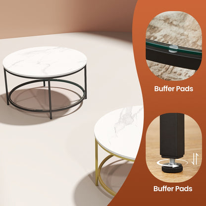 Living Room Table, Sofa Cocktail Table Faux Marble Round, Modern Coffee Table, for Living Room - image 12