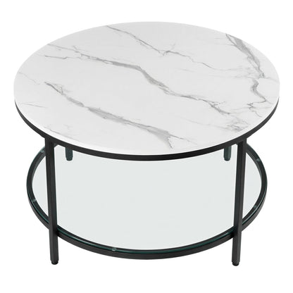 Living Room Table, Sofa Cocktail Table Faux Marble Round, Modern Coffee Table, for Living Room - image 9