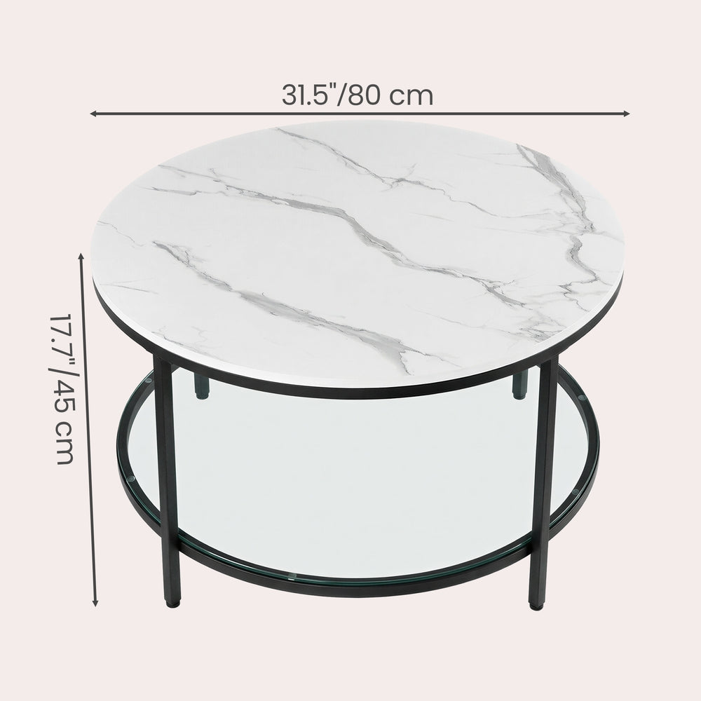 Living Room Table, Sofa Cocktail Table Faux Marble Round, Modern Coffee Table, for Living Room - image 15