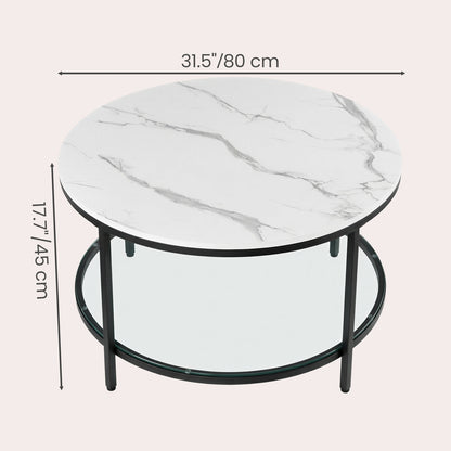 Living Room Table, Sofa Cocktail Table Faux Marble Round, Modern Coffee Table, for Living Room - image 15