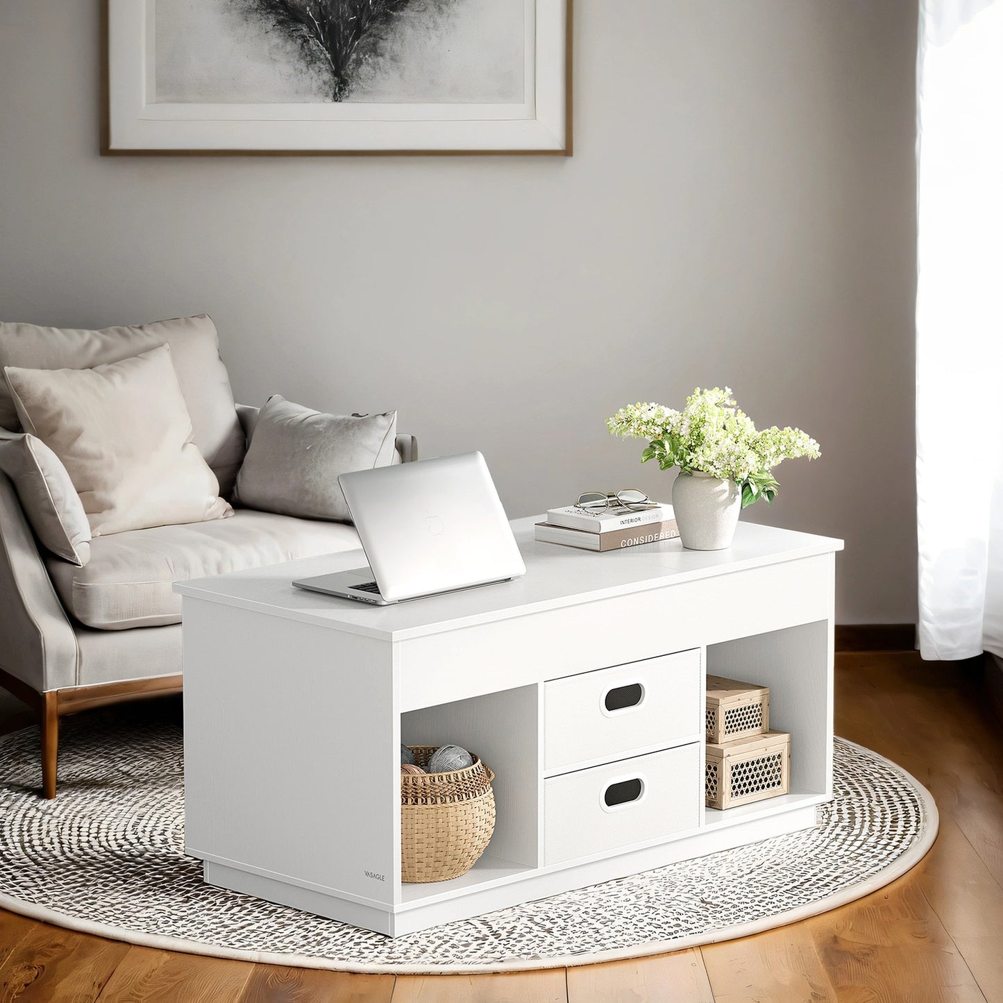 Coffee Table, Lift Top Coffee Table with 2 Drawers, Center Table with Lift Tabletop - image 3
