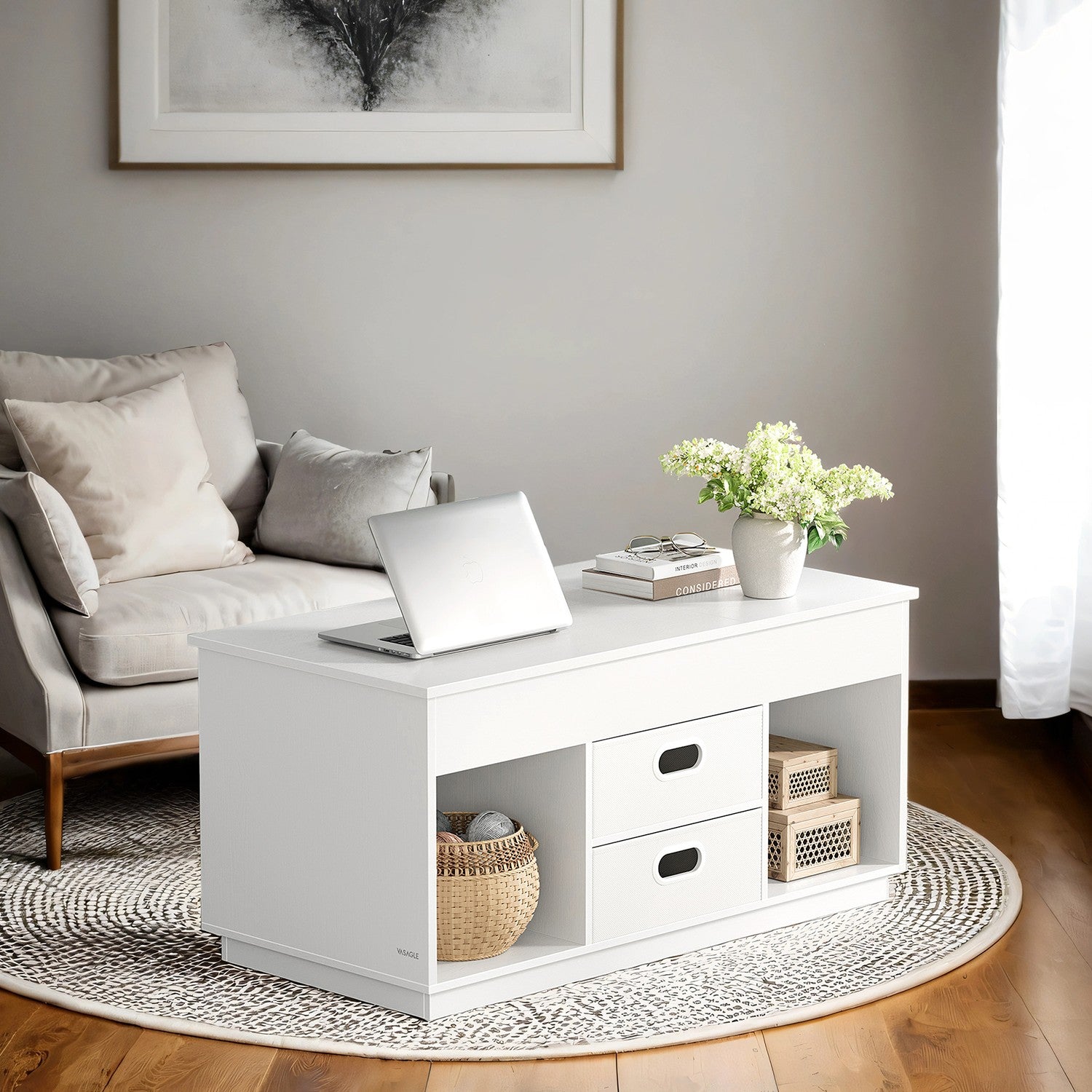 Coffee Table, Lift Top Coffee Table with 2 Drawers, Center Table with Lift Tabletop - image 3