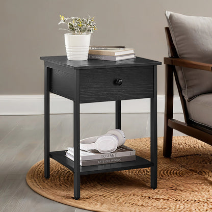 Nightstand, End Side Table with Drawer and Shelf, Bedroom - image 1