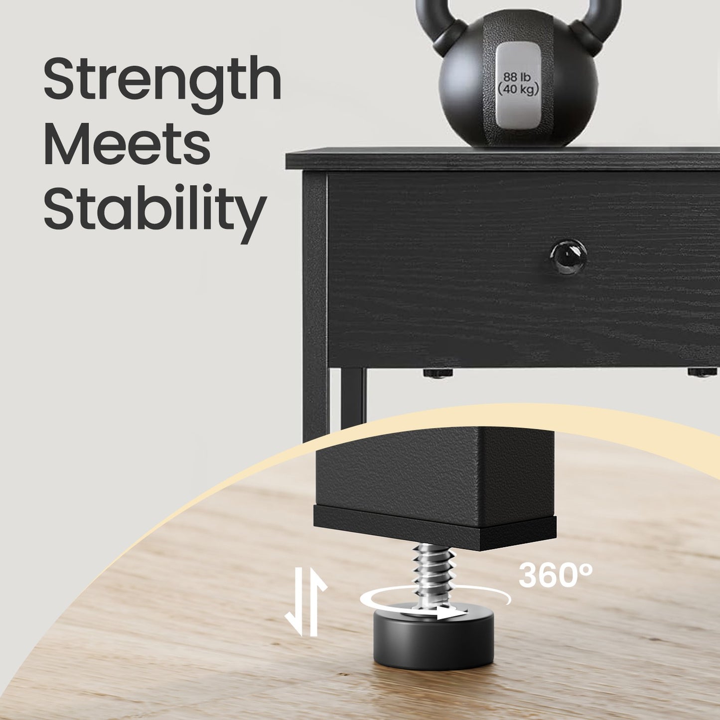 Nightstand, End Side Table with Drawer and Shelf, Bedroom - image 4