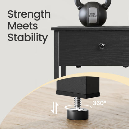Nightstand, End Side Table with Drawer and Shelf, Bedroom - image 4