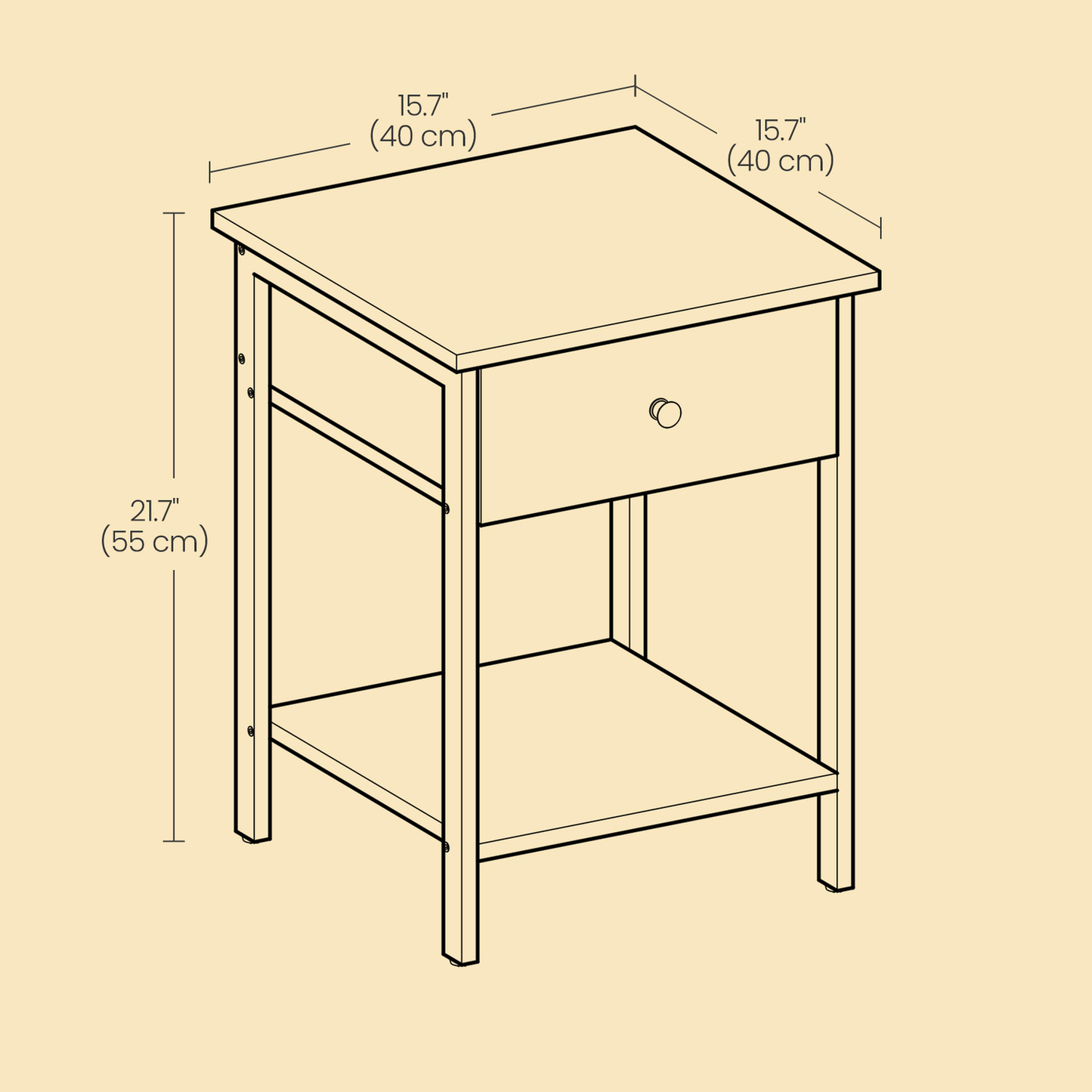 Nightstand, End Side Table with Drawer and Shelf, Bedroom - image 5