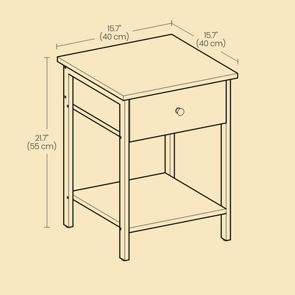 Nightstand, End Side Table with Drawer and Shelf, Bedroom - image 5
