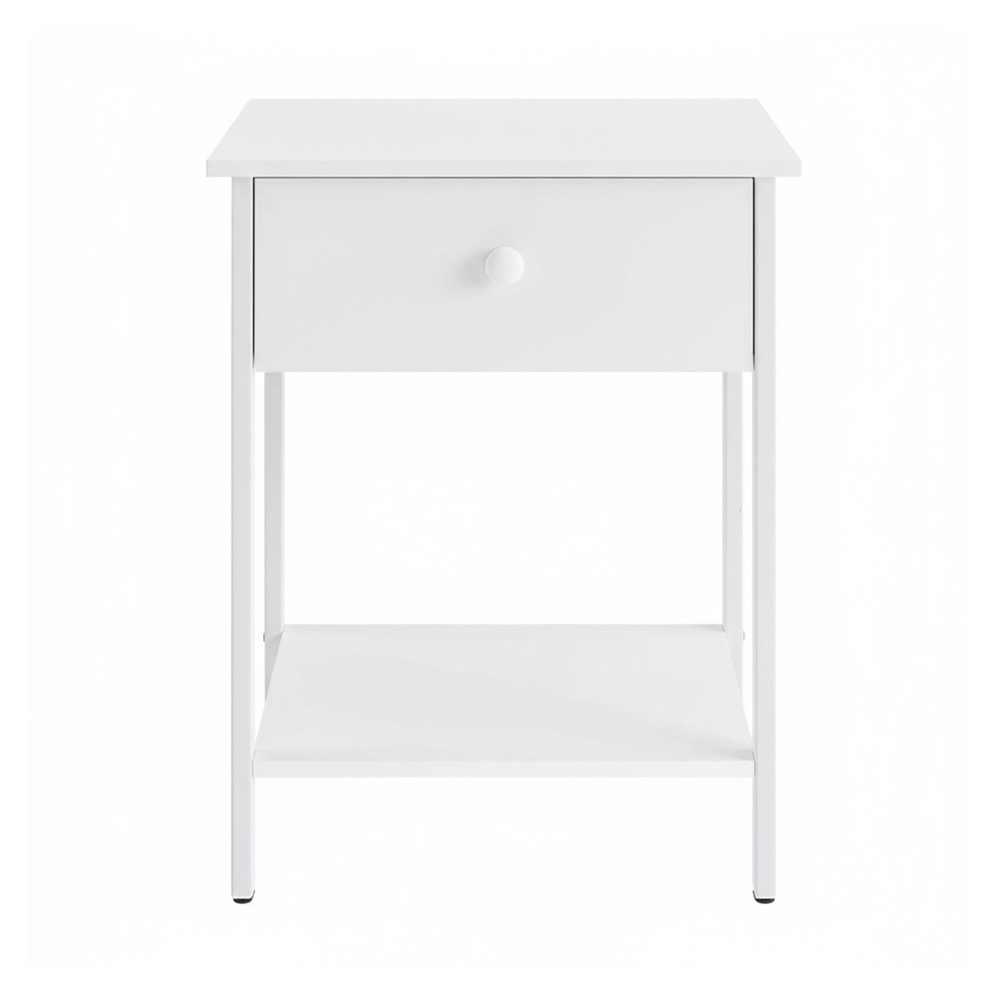 Bedside Table with Drawer and Shelf, Modern End Table, Steel Frame - image 1