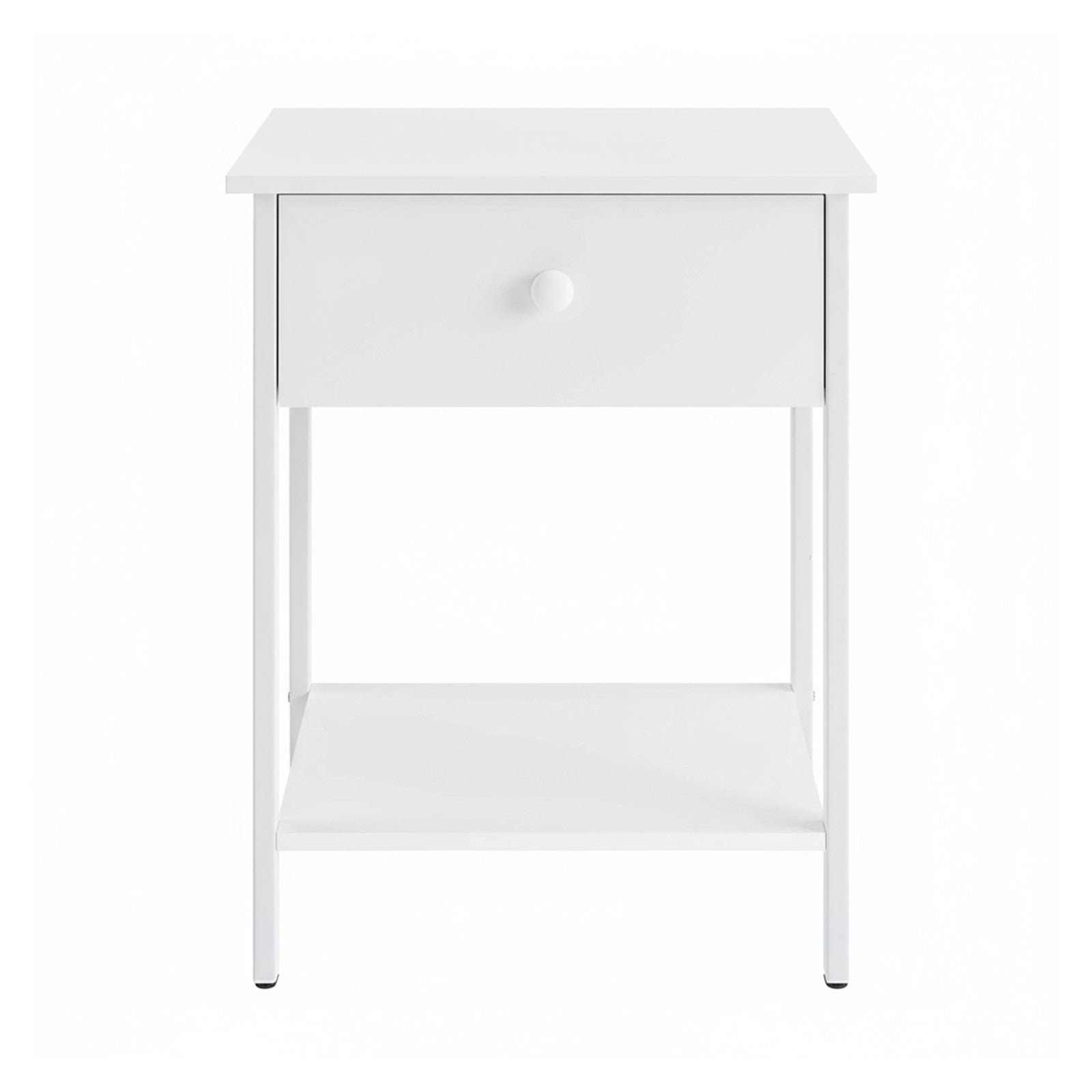 Bedside Table with Drawer and Shelf, Modern End Table, Steel Frame - image 1