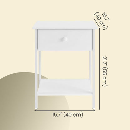 Bedside Table with Drawer and Shelf, Modern End Table, Steel Frame - image 3