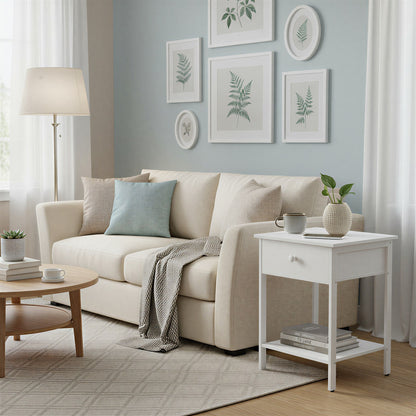 Bedside Table with Drawer and Shelf, Modern End Table, Steel Frame - image 5