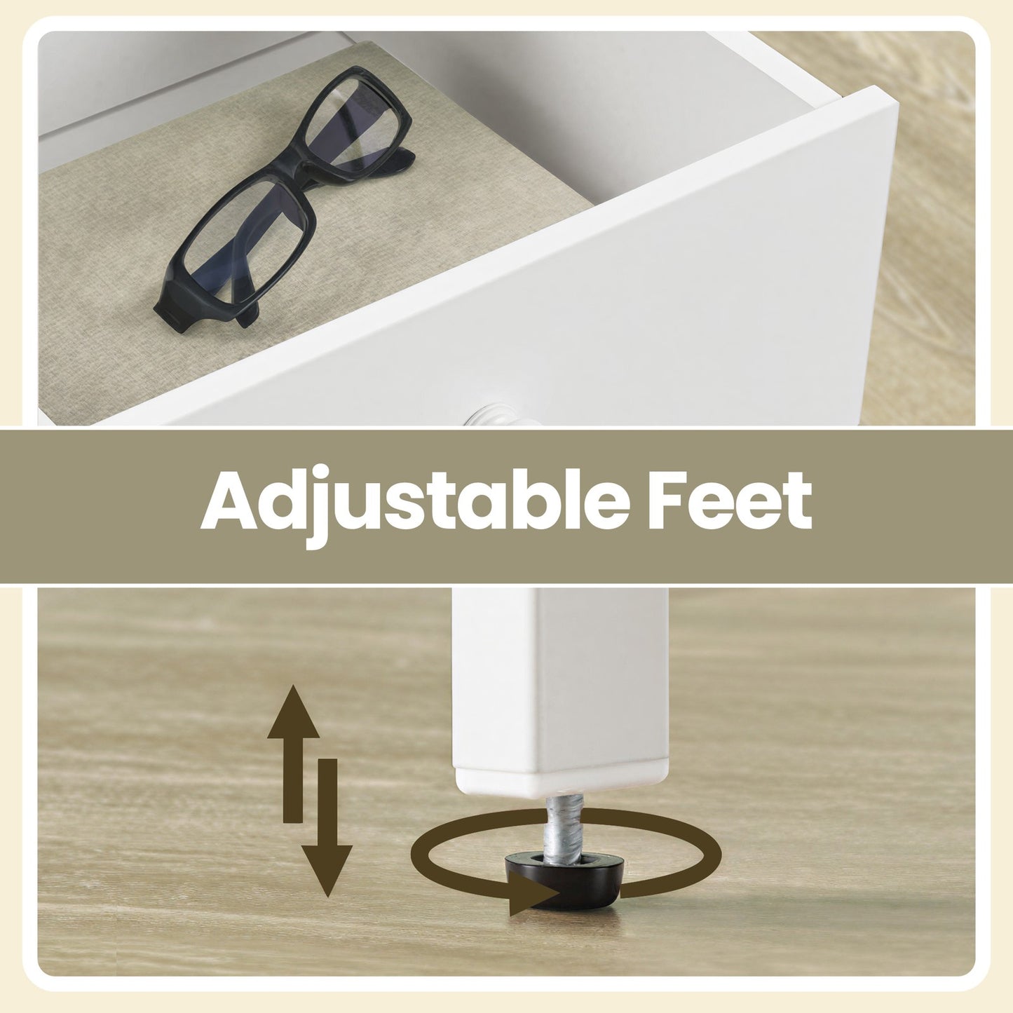 Bedside Table with Drawer and Shelf, Modern End Table, Steel Frame - image 6