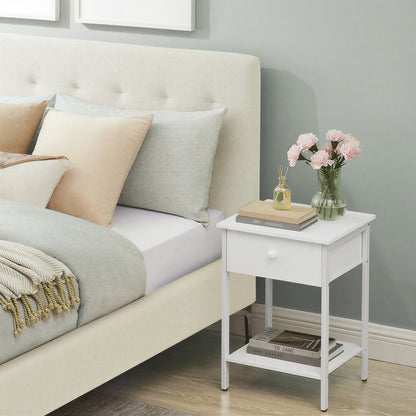 Bedside Table with Drawer and Shelf, Modern End Table, Steel Frame - image 8