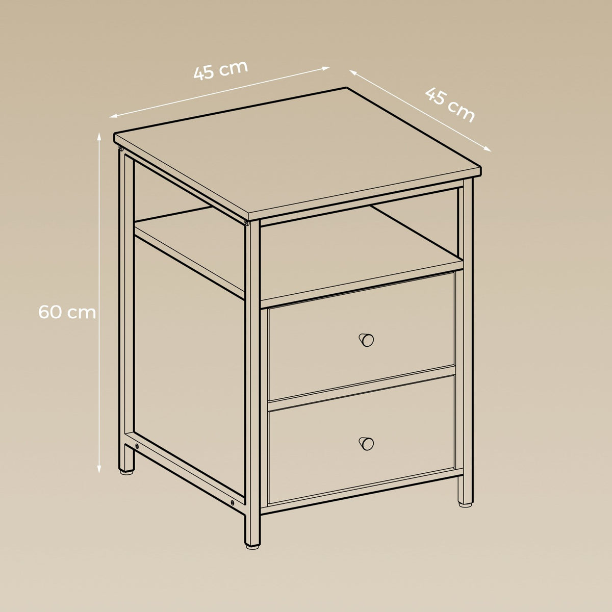 Bedside Table, Side Table, 45 x 45 x 60 cm - image 5