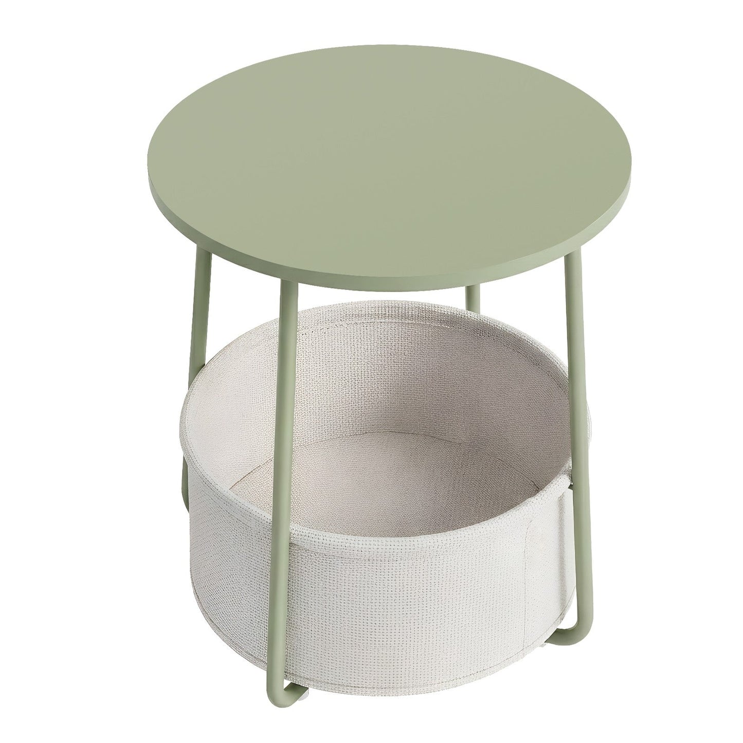 Side Table, Round End Table with Fabric Basket, for Living Room Bedroom - image 21