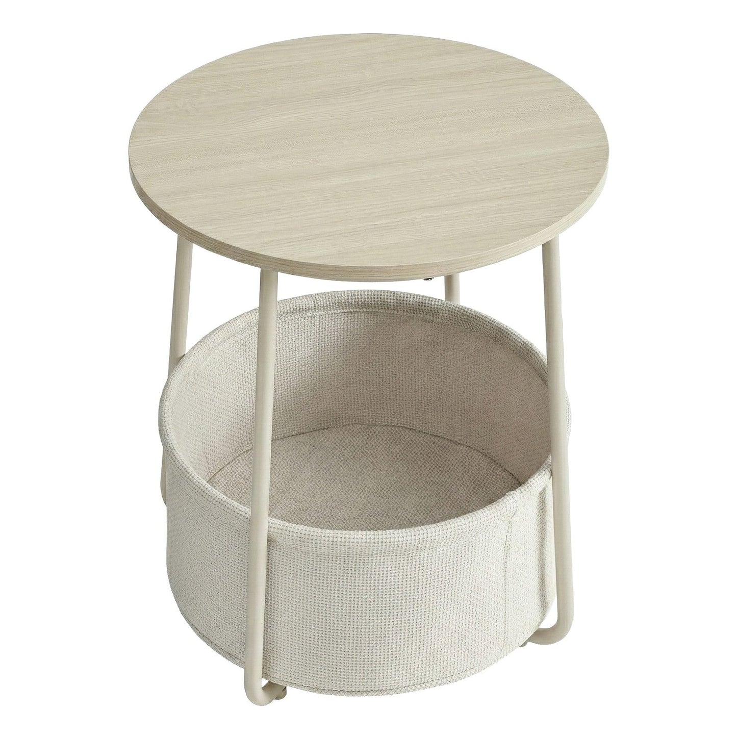 Side Table, Round End Table with Fabric Basket, for Living Room Bedroom - image 16