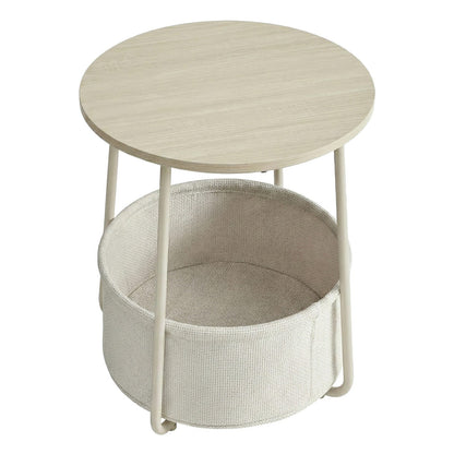 Side Table, Round End Table with Fabric Basket, for Living Room Bedroom - image 16