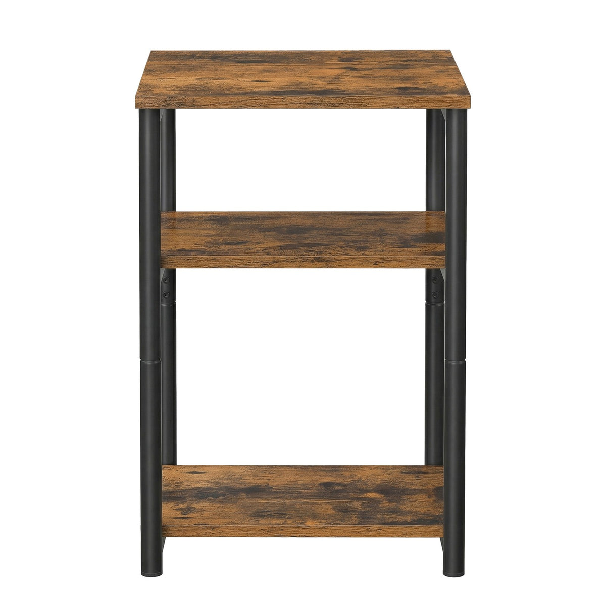 3-Tier End Table, Bedside Table, Industrial Steel Frame, Sofa Side Table, Brown and Black - image 2