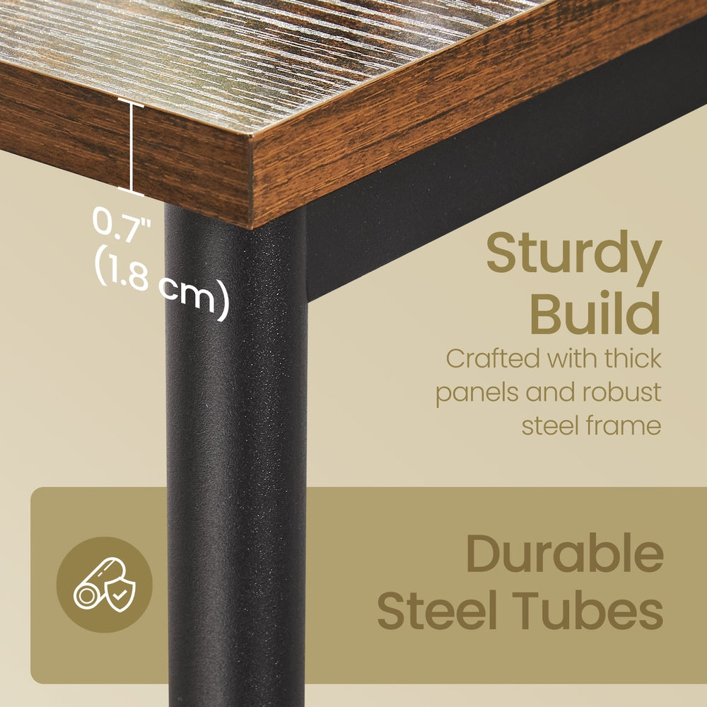 3-Tier End Table, Bedside Table, Industrial Steel Frame, Sofa Side Table, Brown and Black - image 8