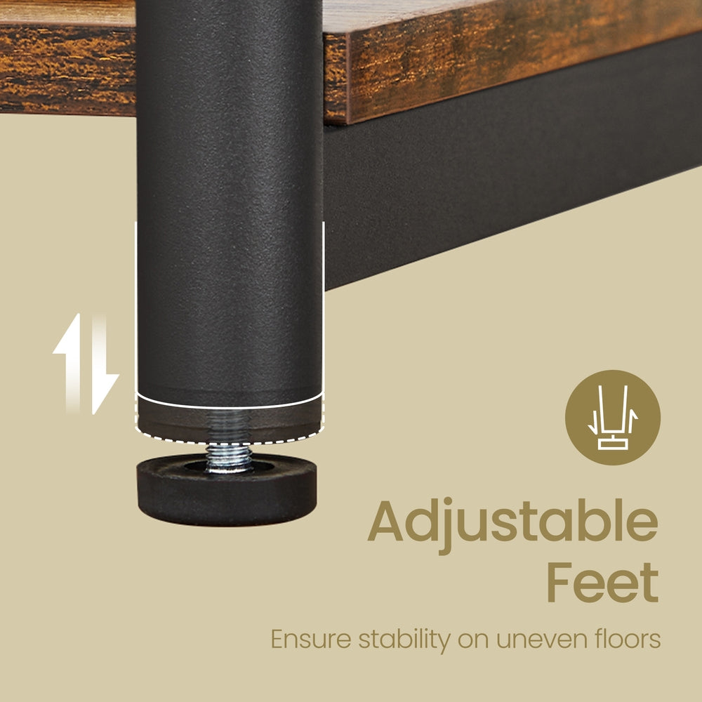 3-Tier End Table, Bedside Table, Industrial Steel Frame, Sofa Side Table, Brown and Black - image 9