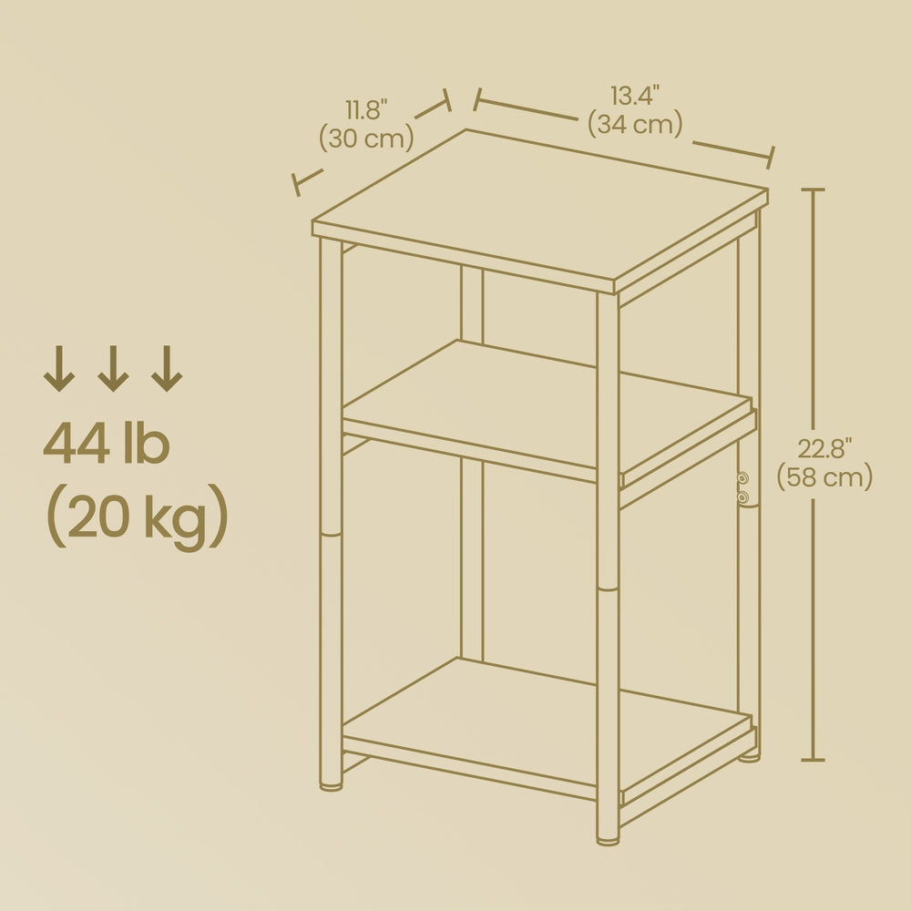 3-Tier End Table, Bedside Table, Industrial Steel Frame, Sofa Side Table, Brown and Black - image 10