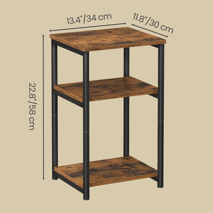 3-Tier End Table, Bedside Table, Industrial Steel Frame, Sofa Side Table, Brown and Black - image 13