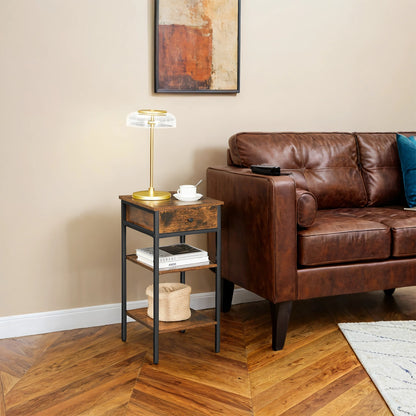 Nightstand, with a Drawer and 2 Storage Shelves, Space Saving - image 2