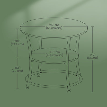 Industrial End Table with 2 Shelves, Small Round Side Table for Living Room, Bedroom, Easy to Assemble - image 5