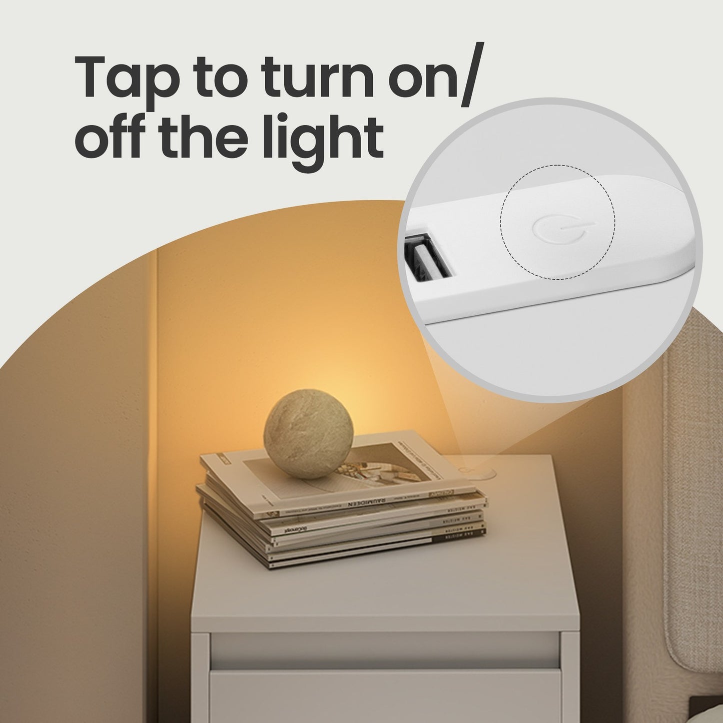 Nightstand with Power Outlets, Bedside Table with LED Light, Space Saving - image 7