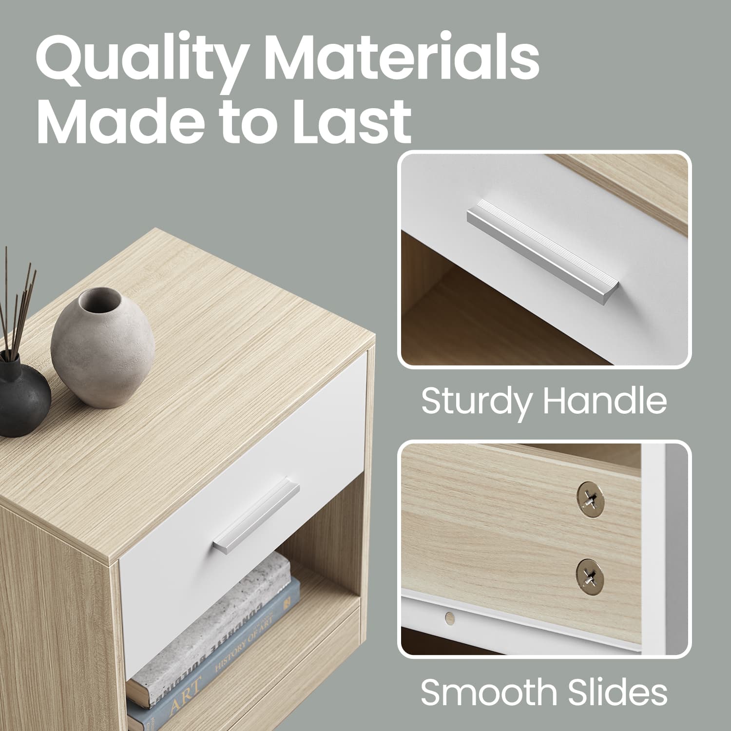Bedside Table, Side Table with Drawer, Handle - image 24
