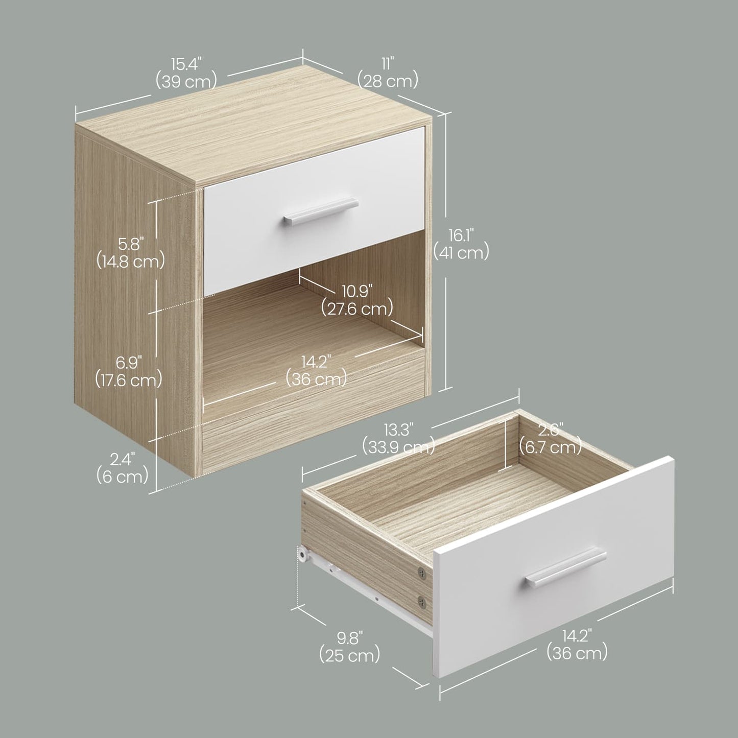 Bedside Table, Side Table with Drawer, Handle - image 25