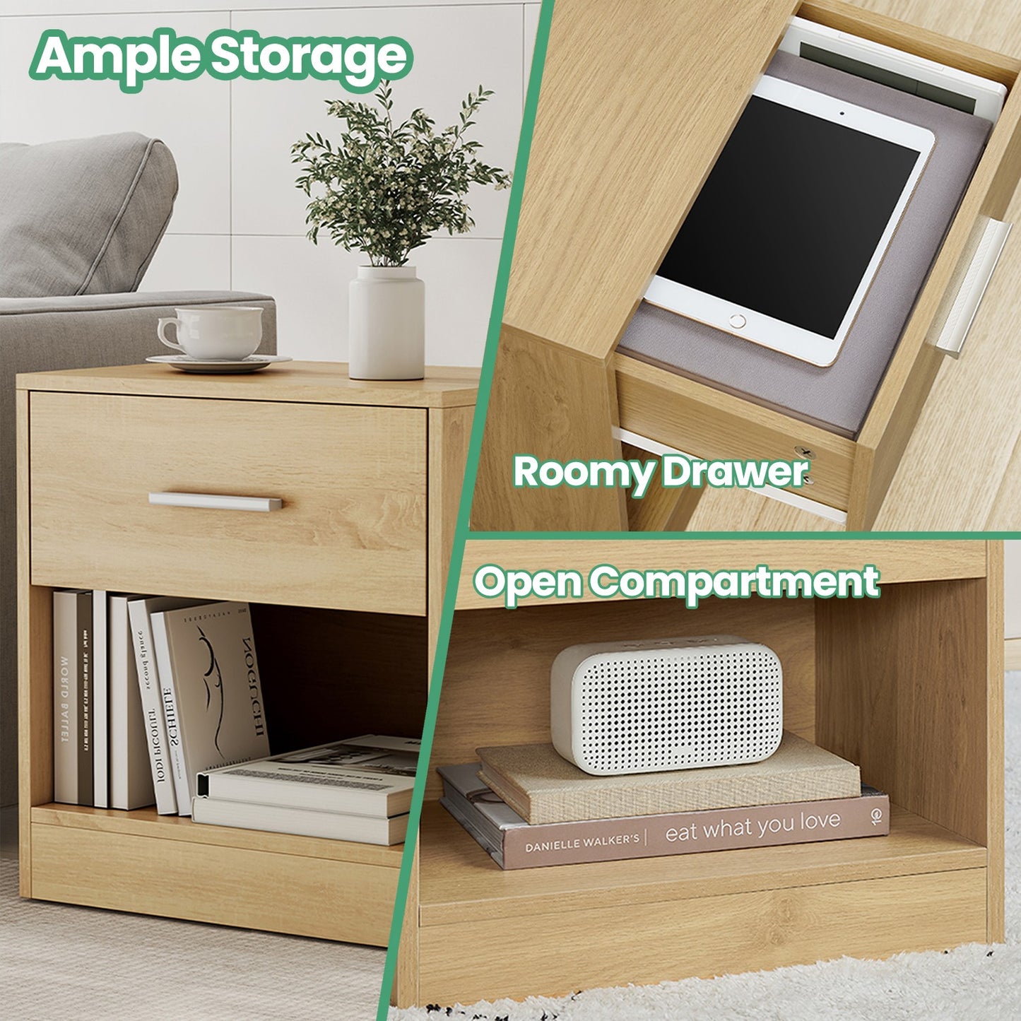 Bedside Table, Side Table with Drawer, Handle - image 29