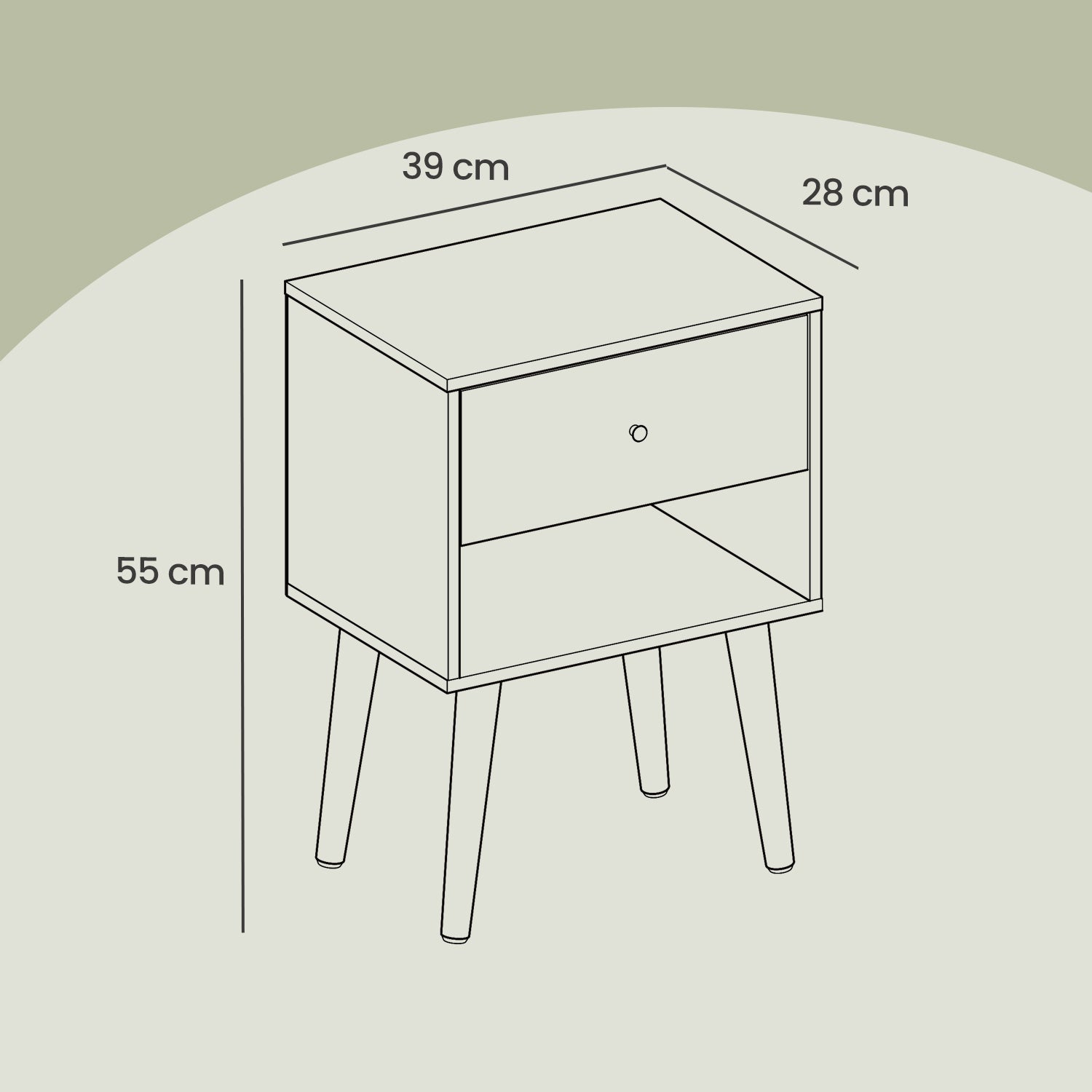Bedside Table, Side Table with Storage Drawer and Open Shelf, Solid Wood Legs - image 6