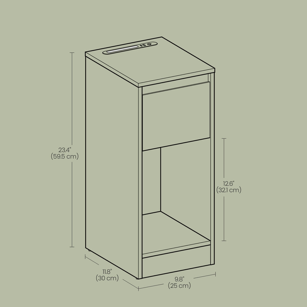 Nightstand with Power Outlets, Bedside Table with LED Light, Space Saving - image 18
