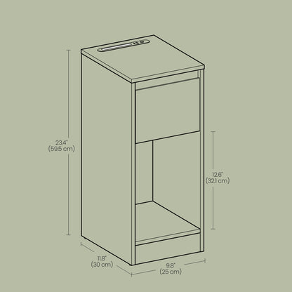 Nightstand with Power Outlets, Bedside Table with LED Light, Space Saving - image 18