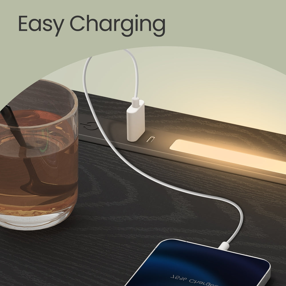 Nightstand with Power Outlets, Bedside Table with LED Light, Space Saving - image 22