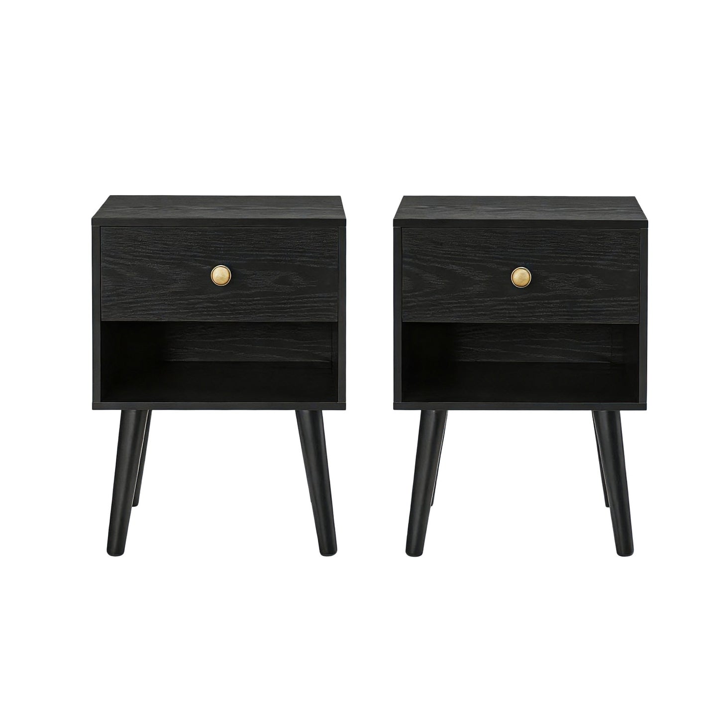 Bedside Table, Side Table with Storage Drawer and Open Shelf, Solid Wood Legs - image 16