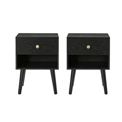 Bedside Table, Side Table with Storage Drawer and Open Shelf, Solid Wood Legs - image 16