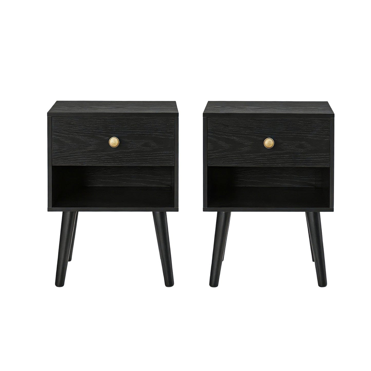 Bedside Table, Side Table with Storage Drawer and Open Shelf, Solid Wood Legs - image 15