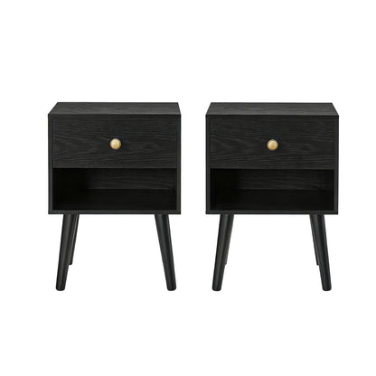 Bedside Table, Side Table with Storage Drawer and Open Shelf, Solid Wood Legs - image 15