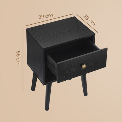 Bedside Table, Side Table with Storage Drawer and Open Shelf, Solid Wood Legs - image 18