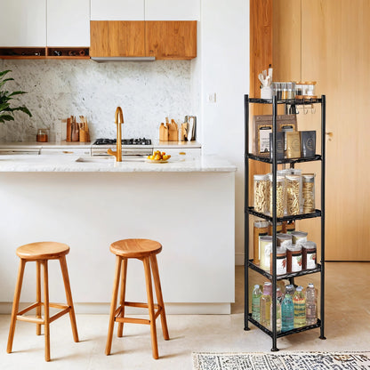Bathroom Shelf, 5-Tier Storage Rack for Small Space, with 5 PP Shelf Liners - image 2