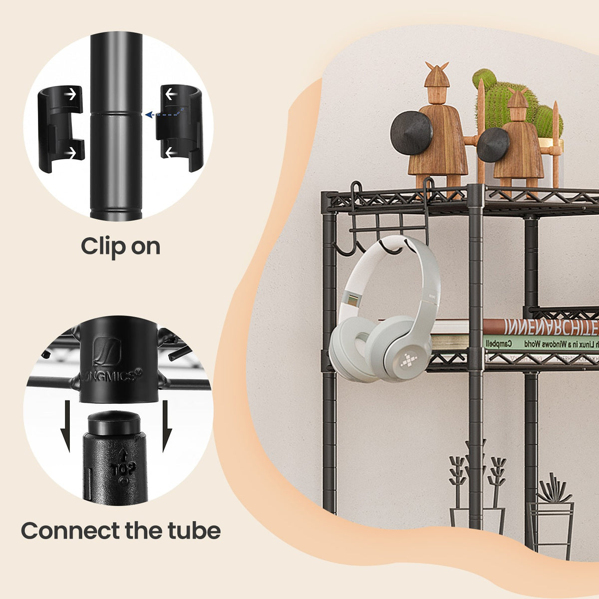 Bathroom Shelf, 5-Tier Storage Rack for Small Space, with 5 PP Shelf Liners - image 5